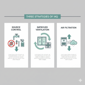 There are three basic strategies to improve indoor air quality: